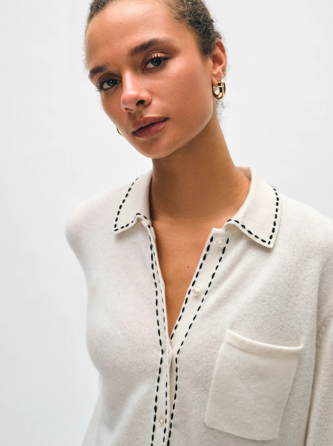 Cashmere Embroidered Stitch Shirt