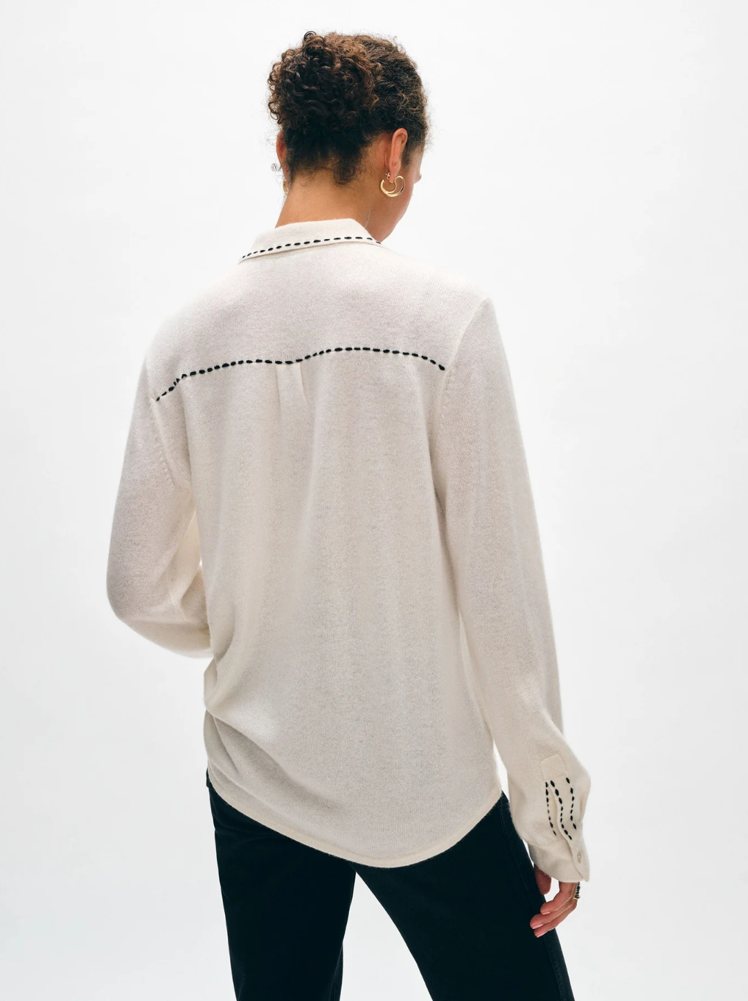 Cashmere Embroidered Stitch Shirt
