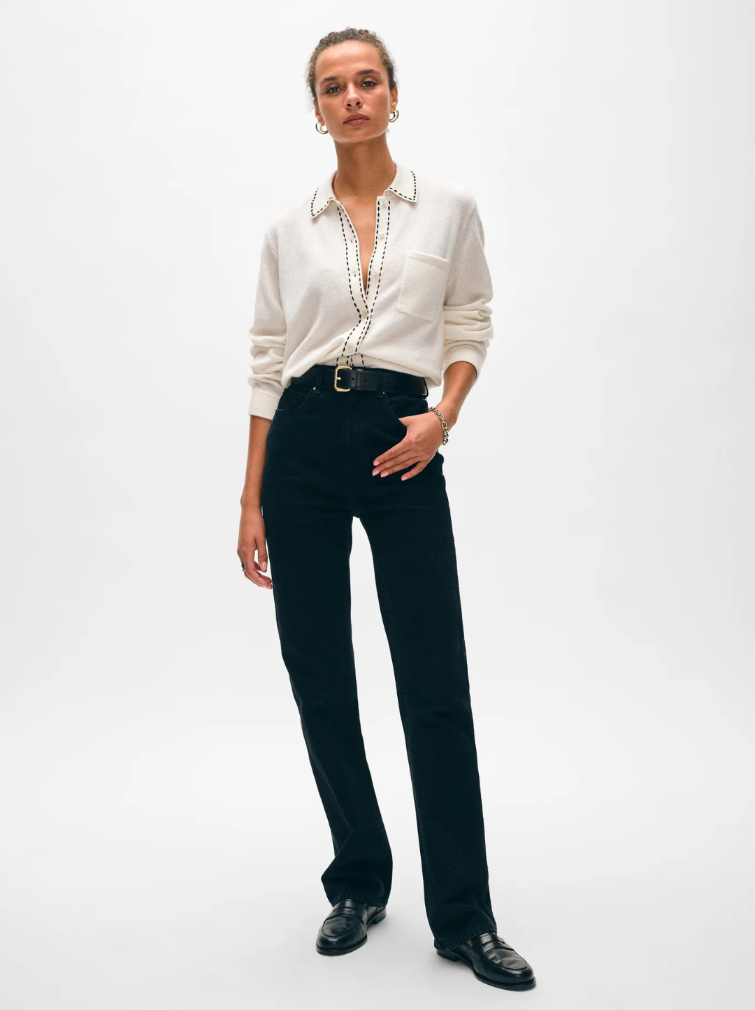 Cashmere Embroidered Stitch Shirt