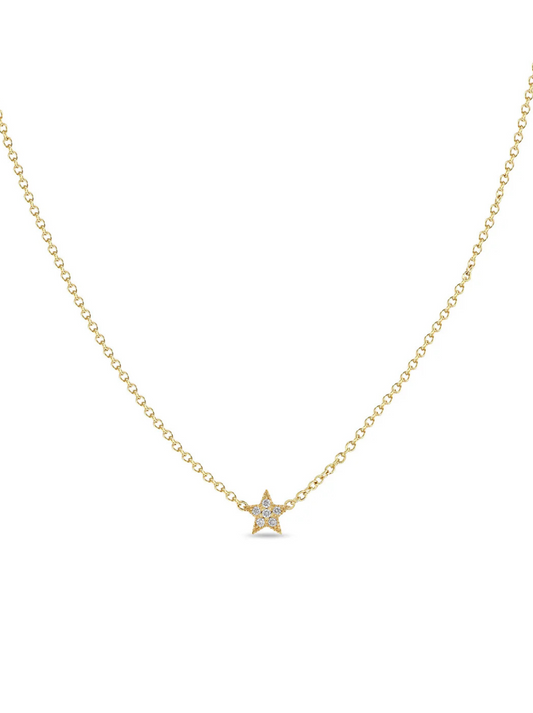 14k Itty Bitty Pavé Diamond Star Necklace