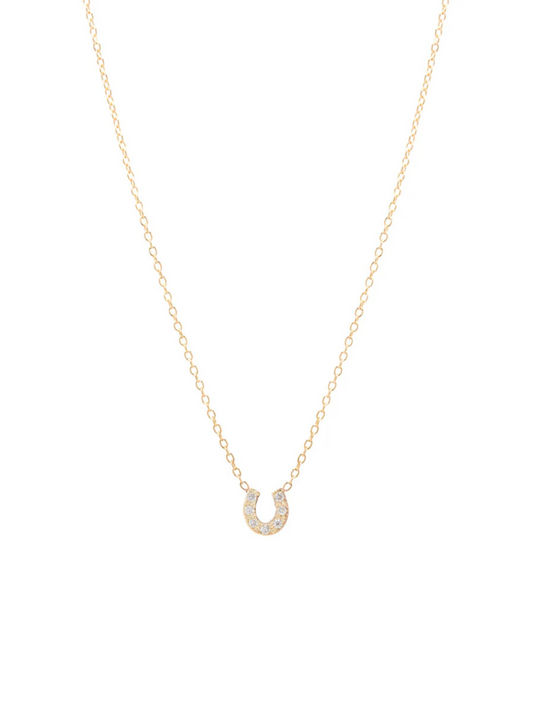 14k Itty Bitty Pavé Diamond Horseshoe Necklace