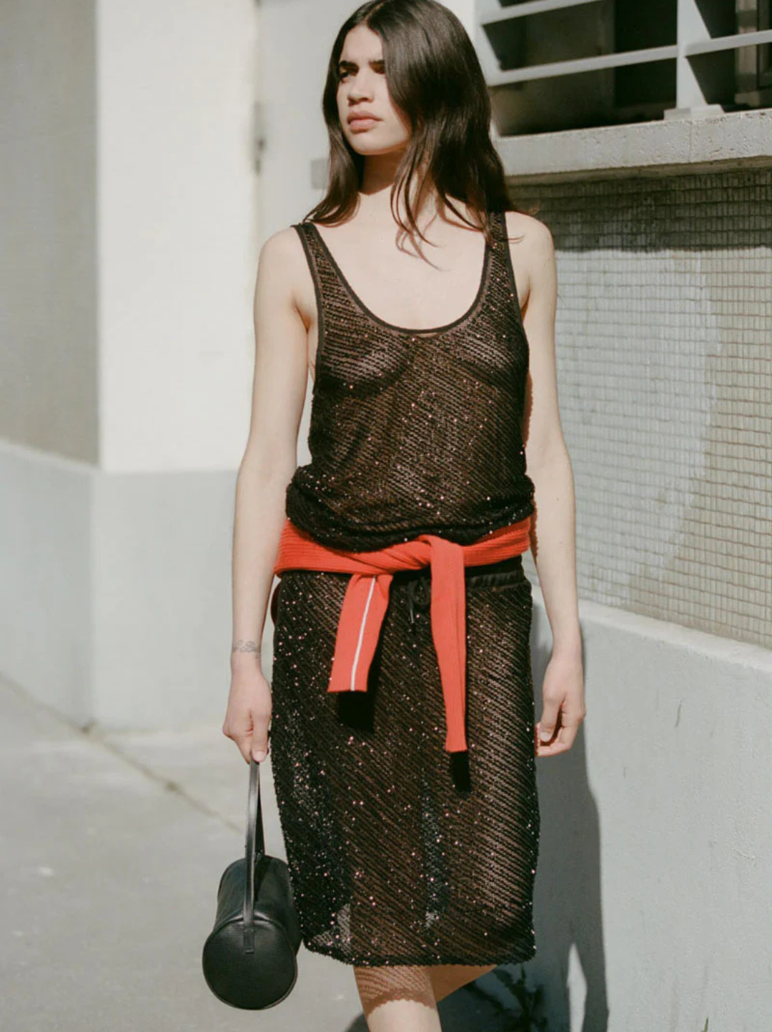 Glass Beaded Mesh Top