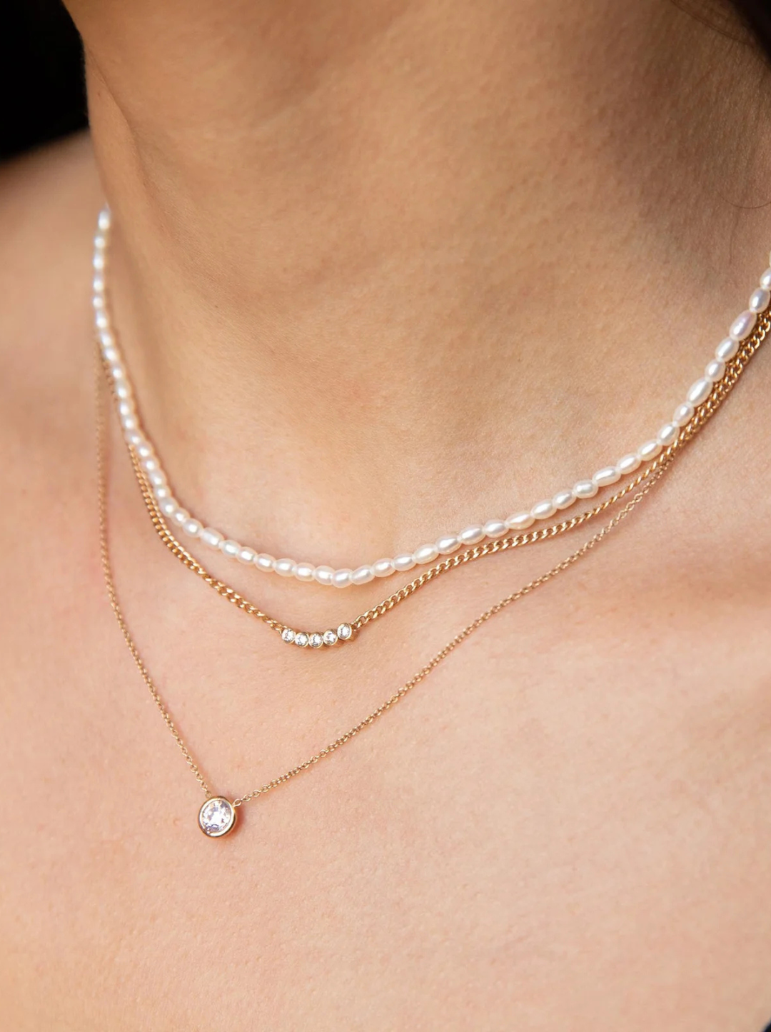 14k Rice Pearl Necklace