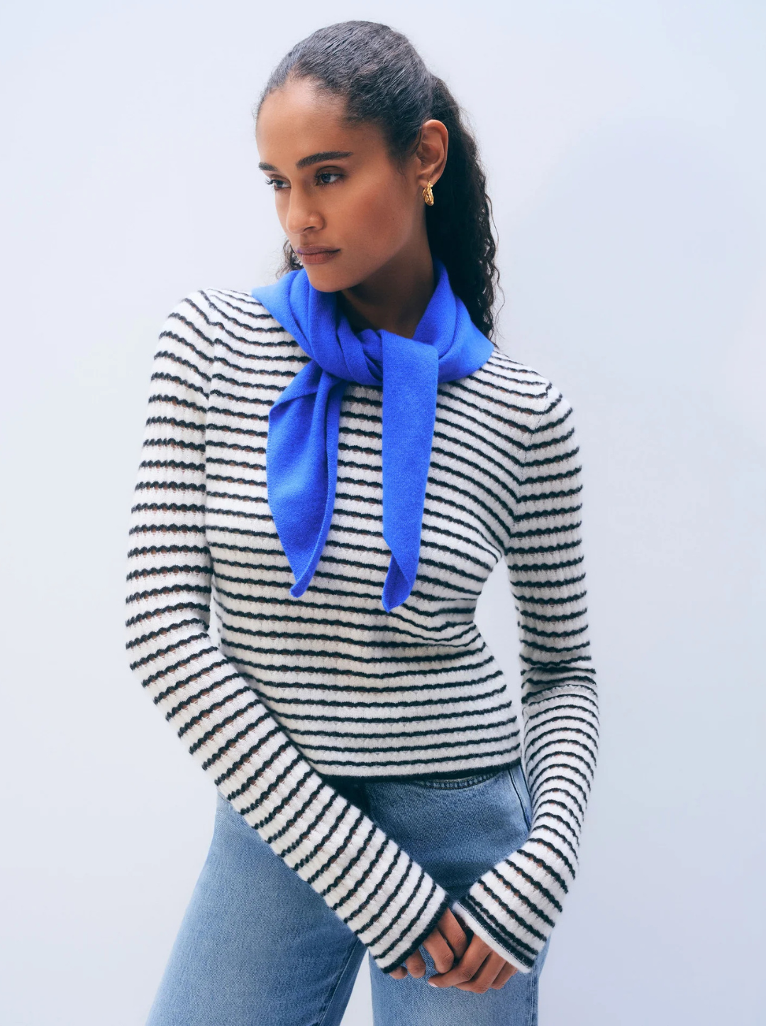 Cashmere Striped Long Sleeve Top