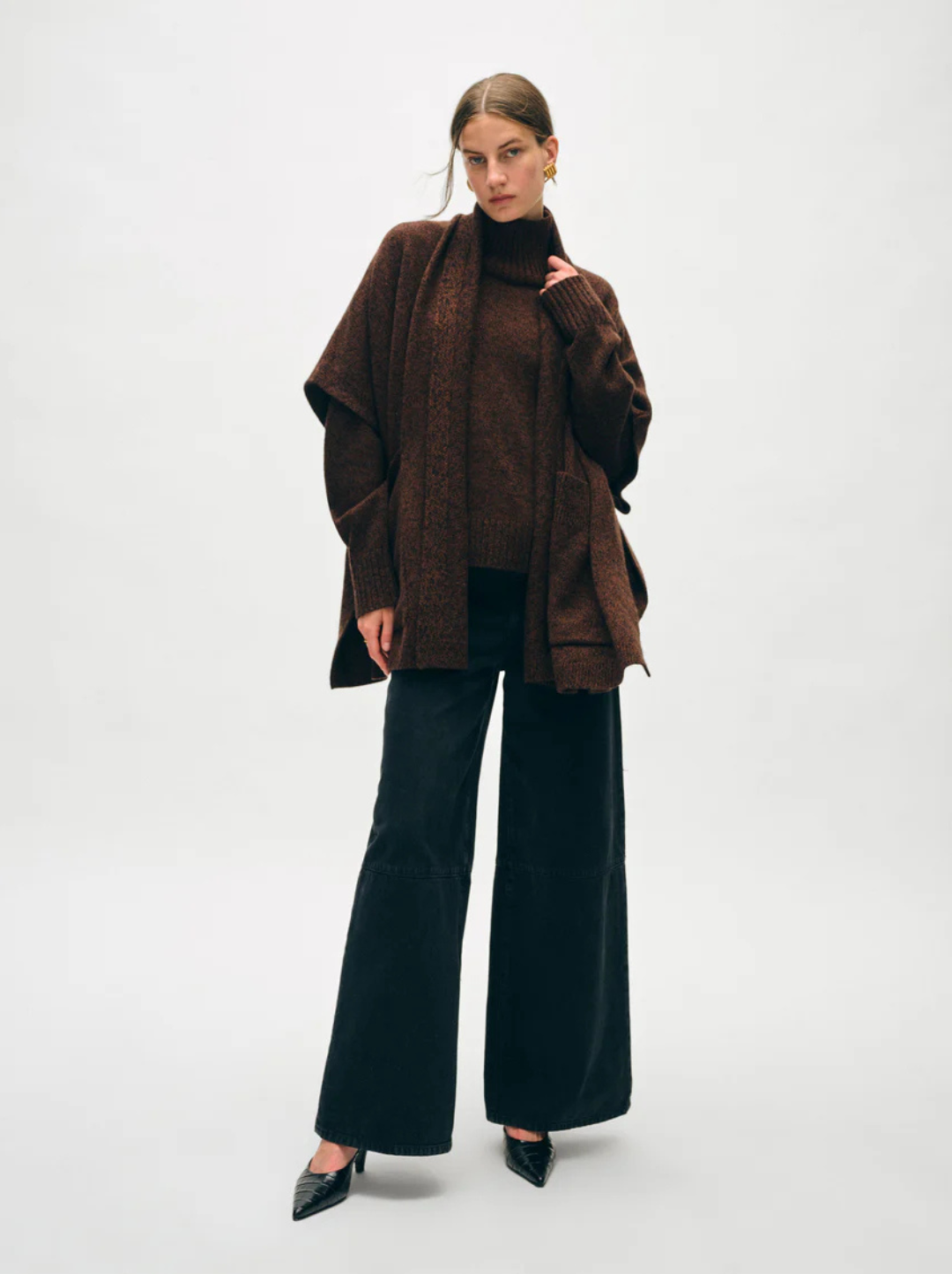 Cashmere Blend Open Poncho