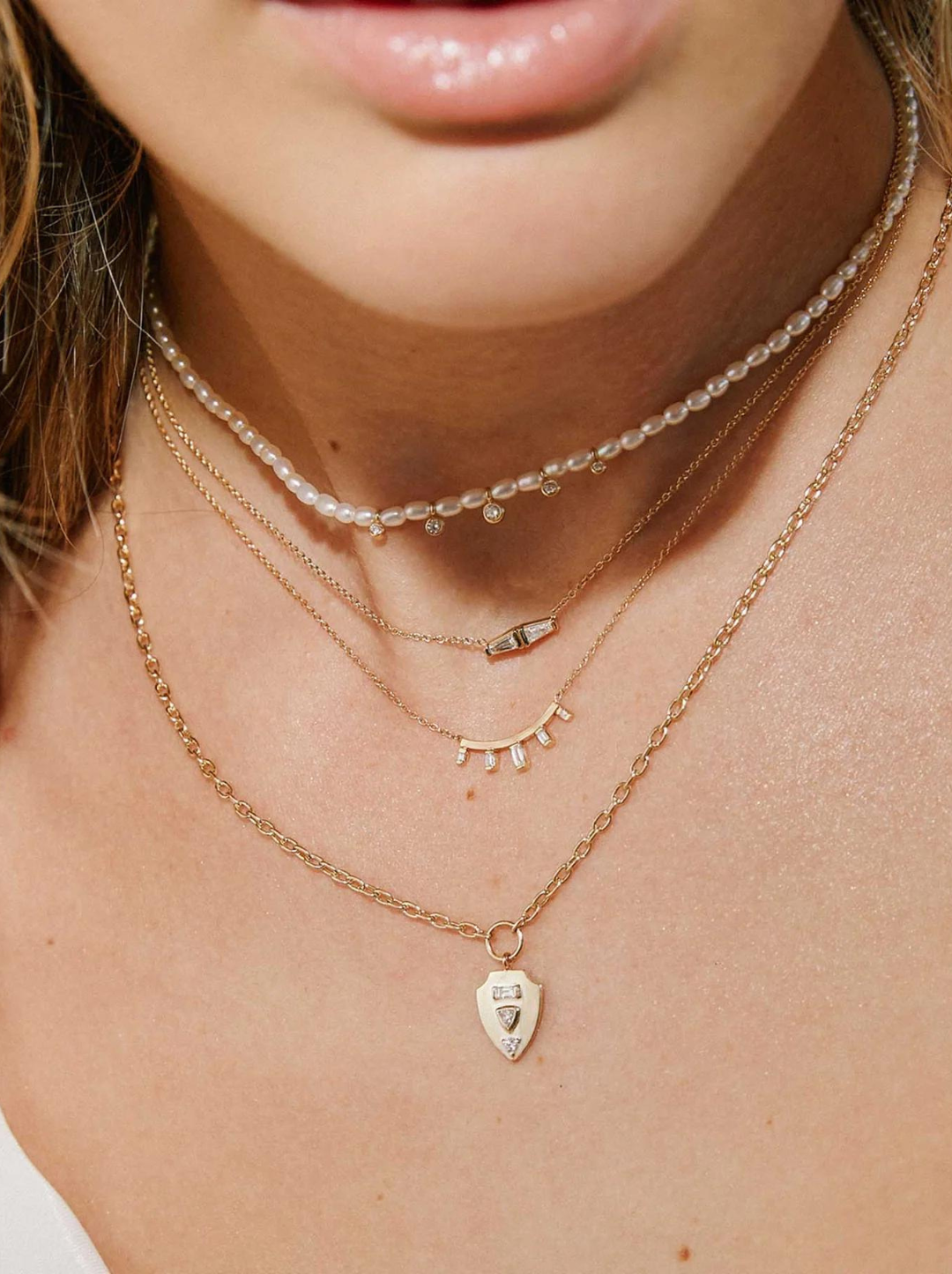 Small Curved Bar w/ White Baguette Diamonds (.12 CTW)