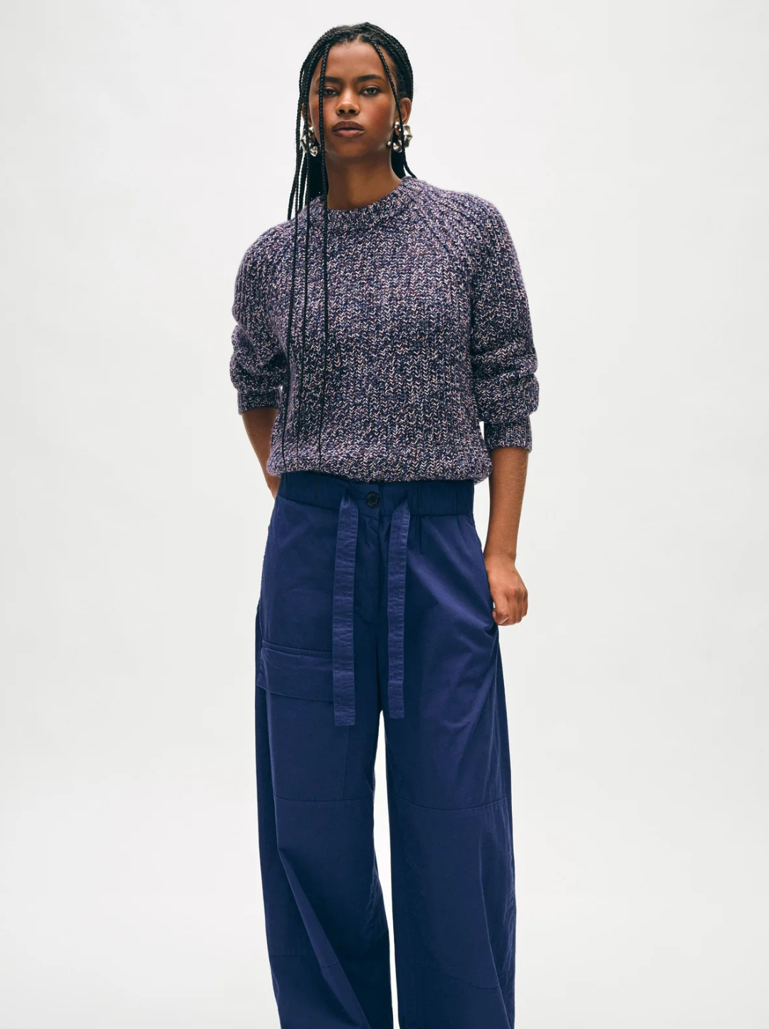 Cotton Cashmere Blend Marled Sweatshirt