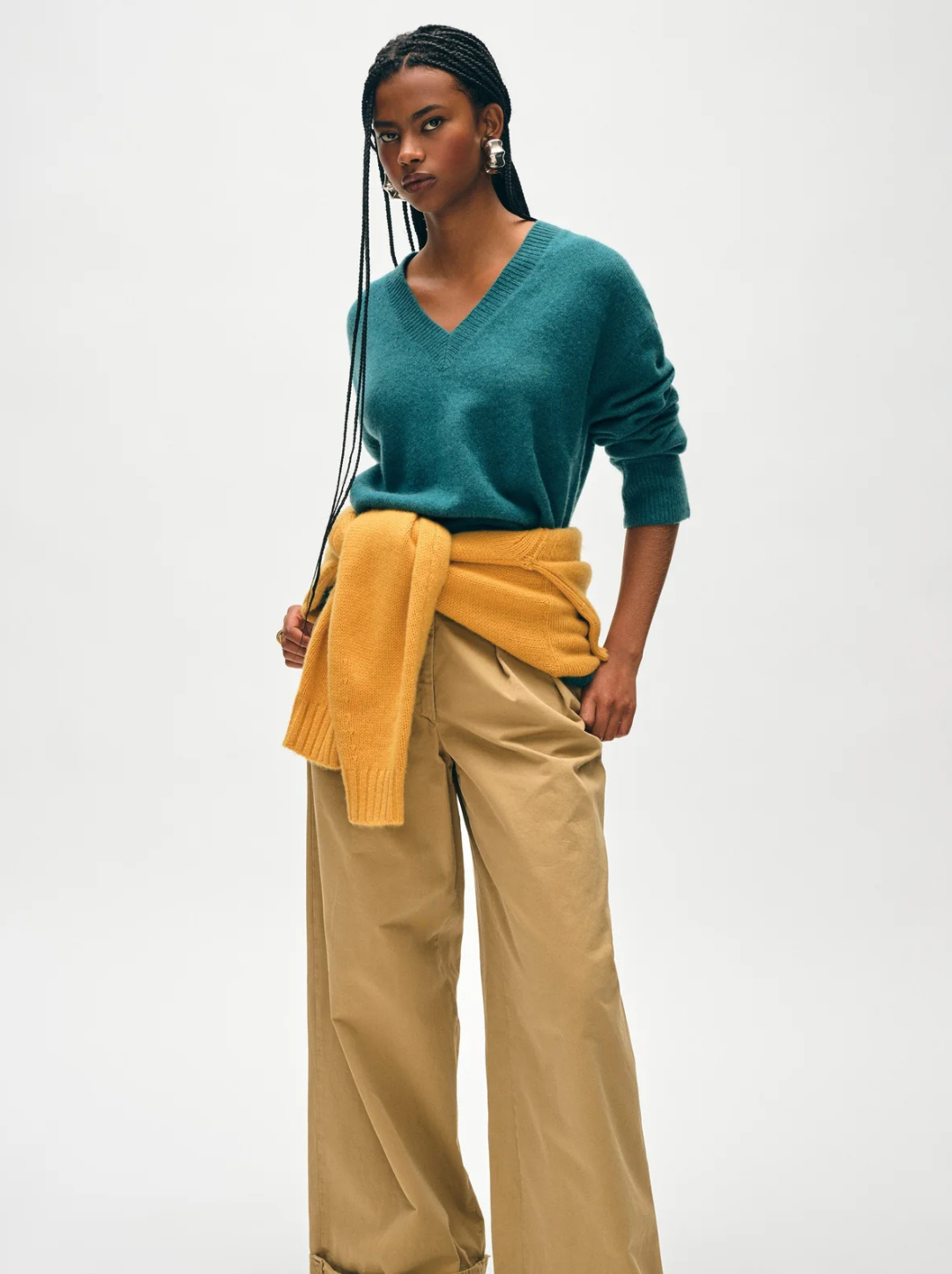 Cashmere Rib Trim VNeck