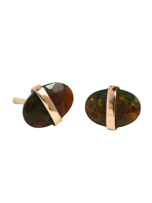 Black Opal Oval Studs