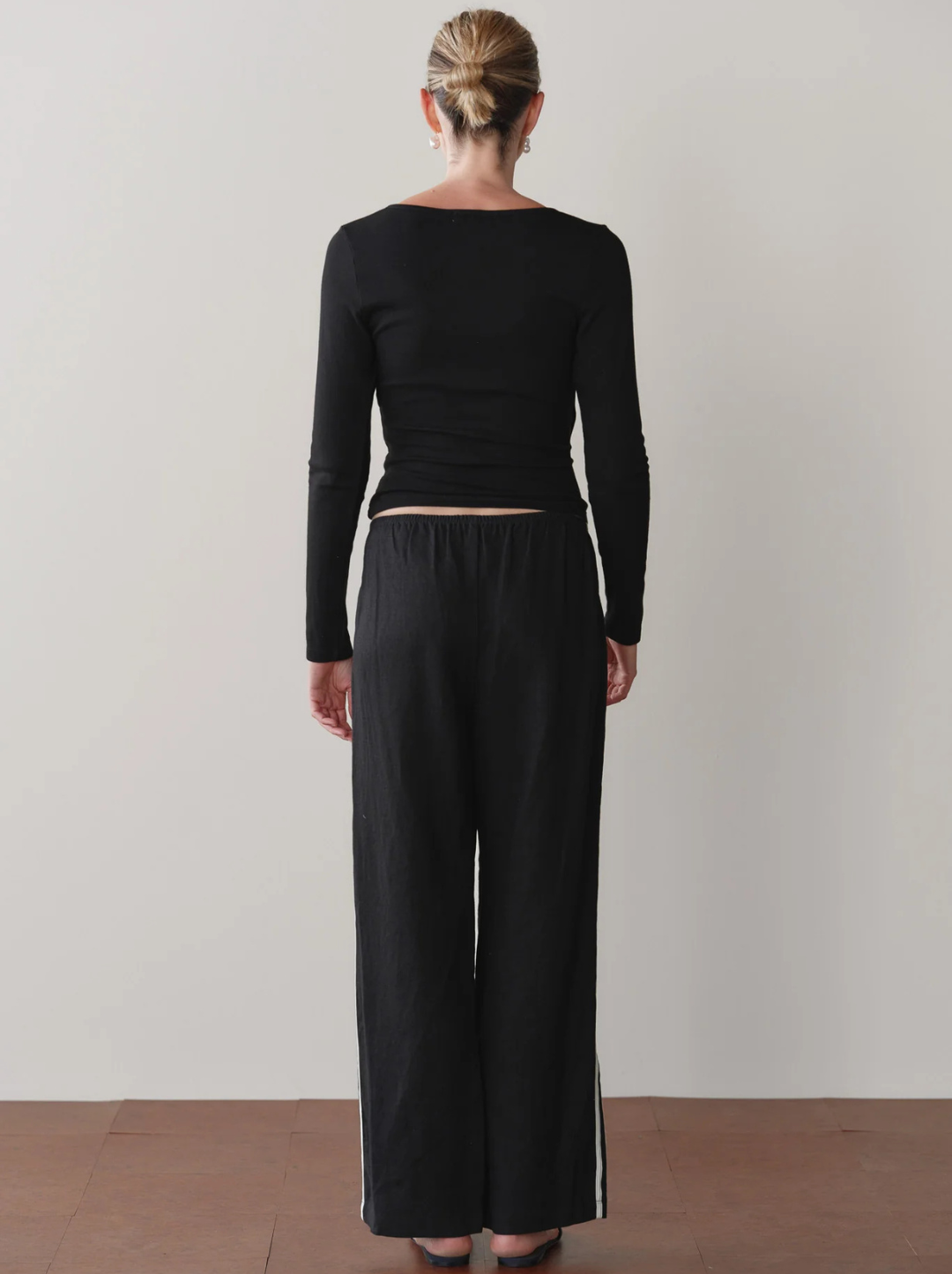 The Linen Crop Racer Stripe Pant