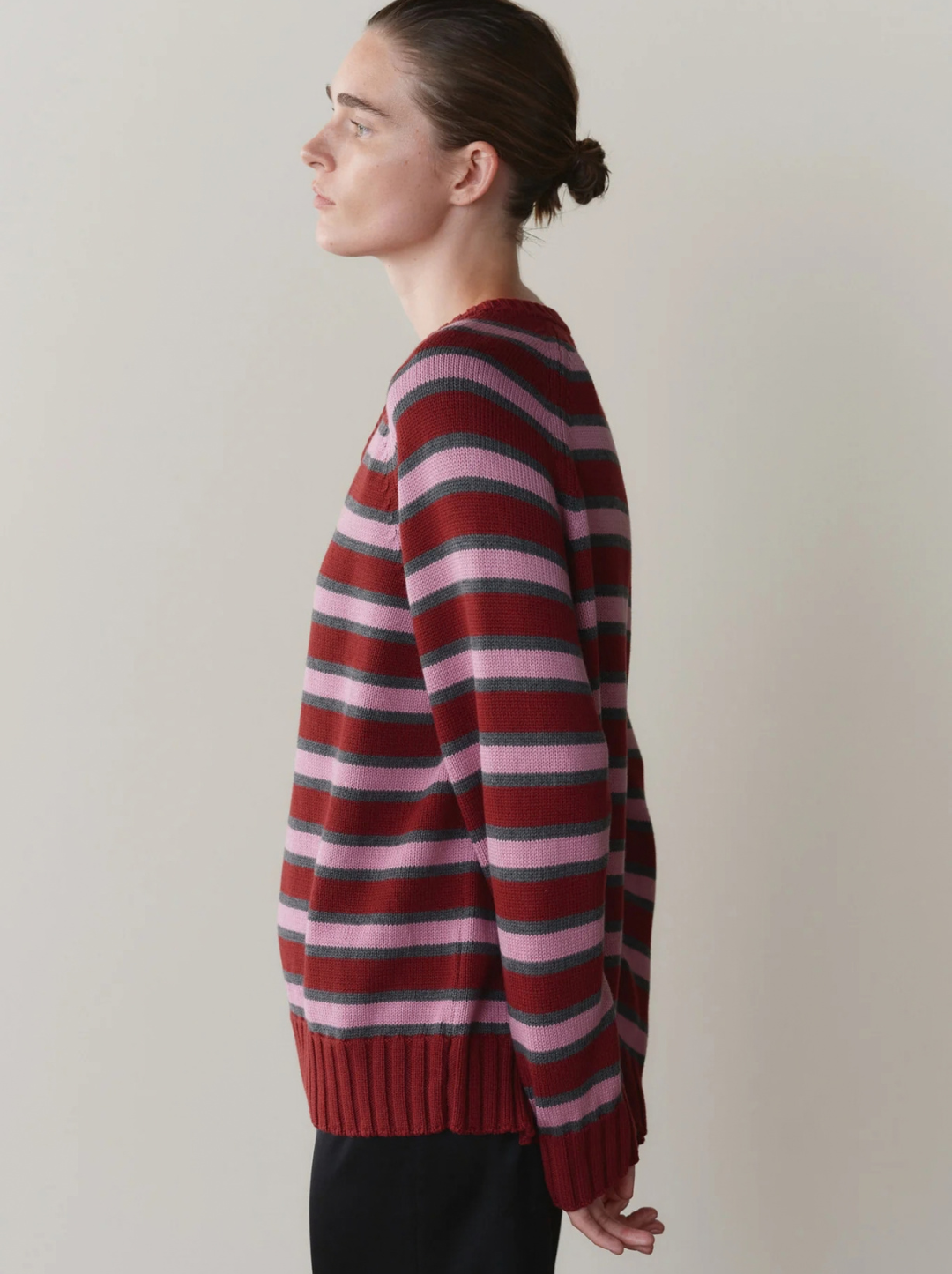 The Cotton Knit Stripe V-Neck Sweater