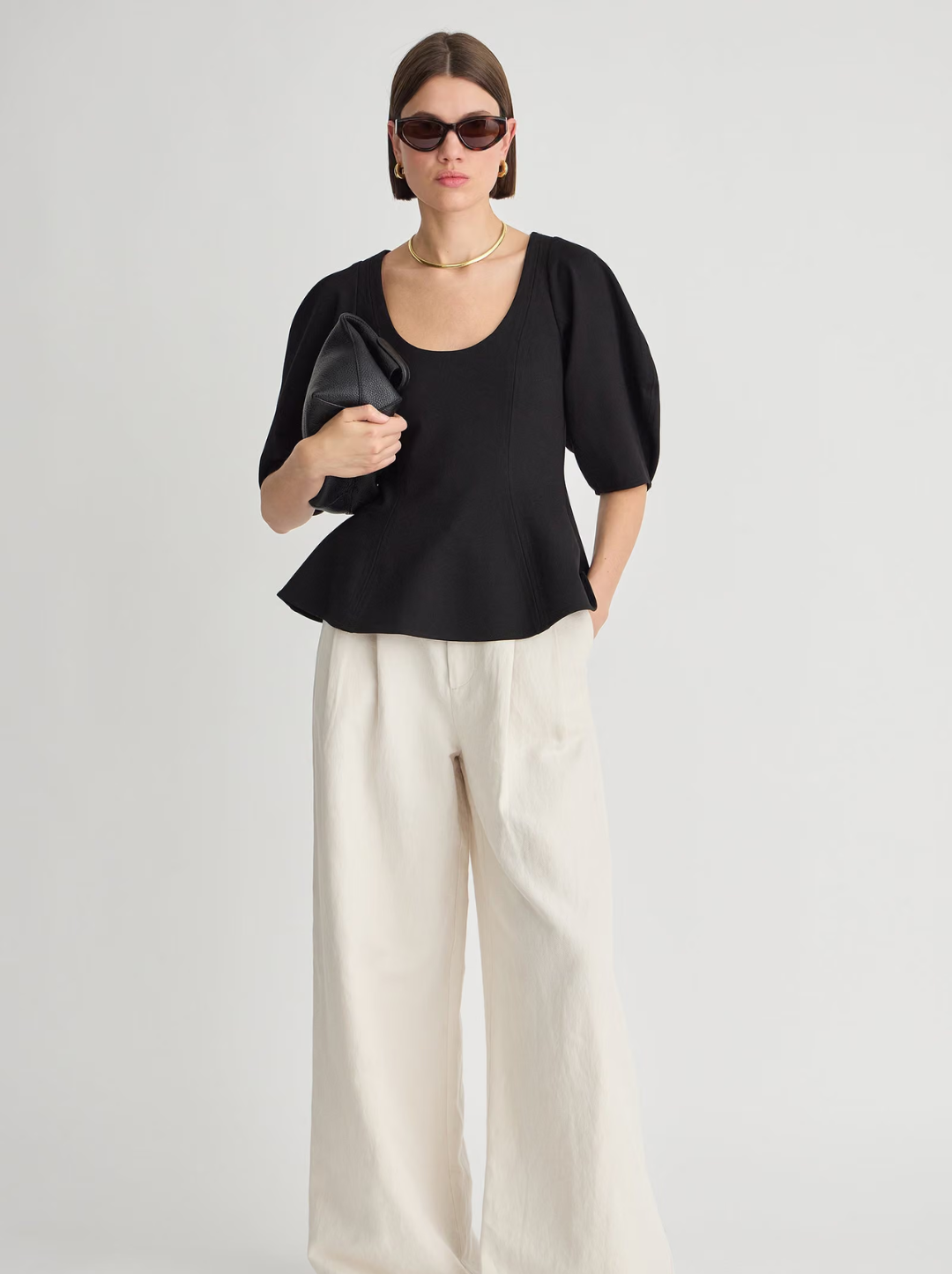 Bebe Ponte Peplum Top