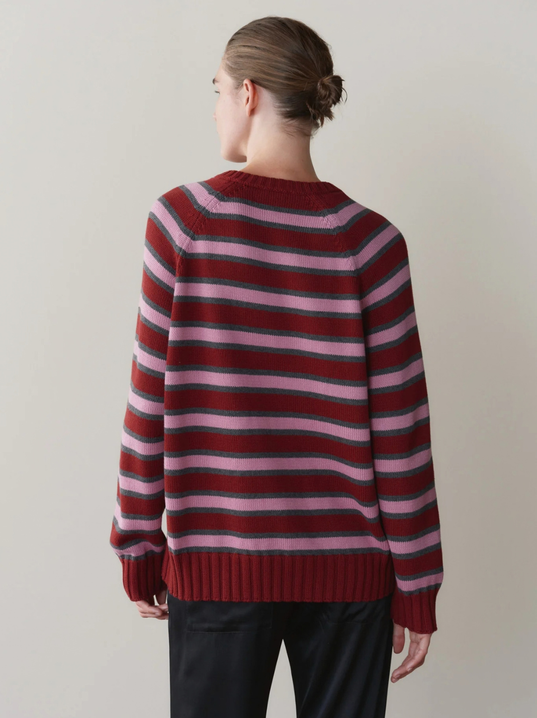 The Cotton Knit Stripe V-Neck Sweater
