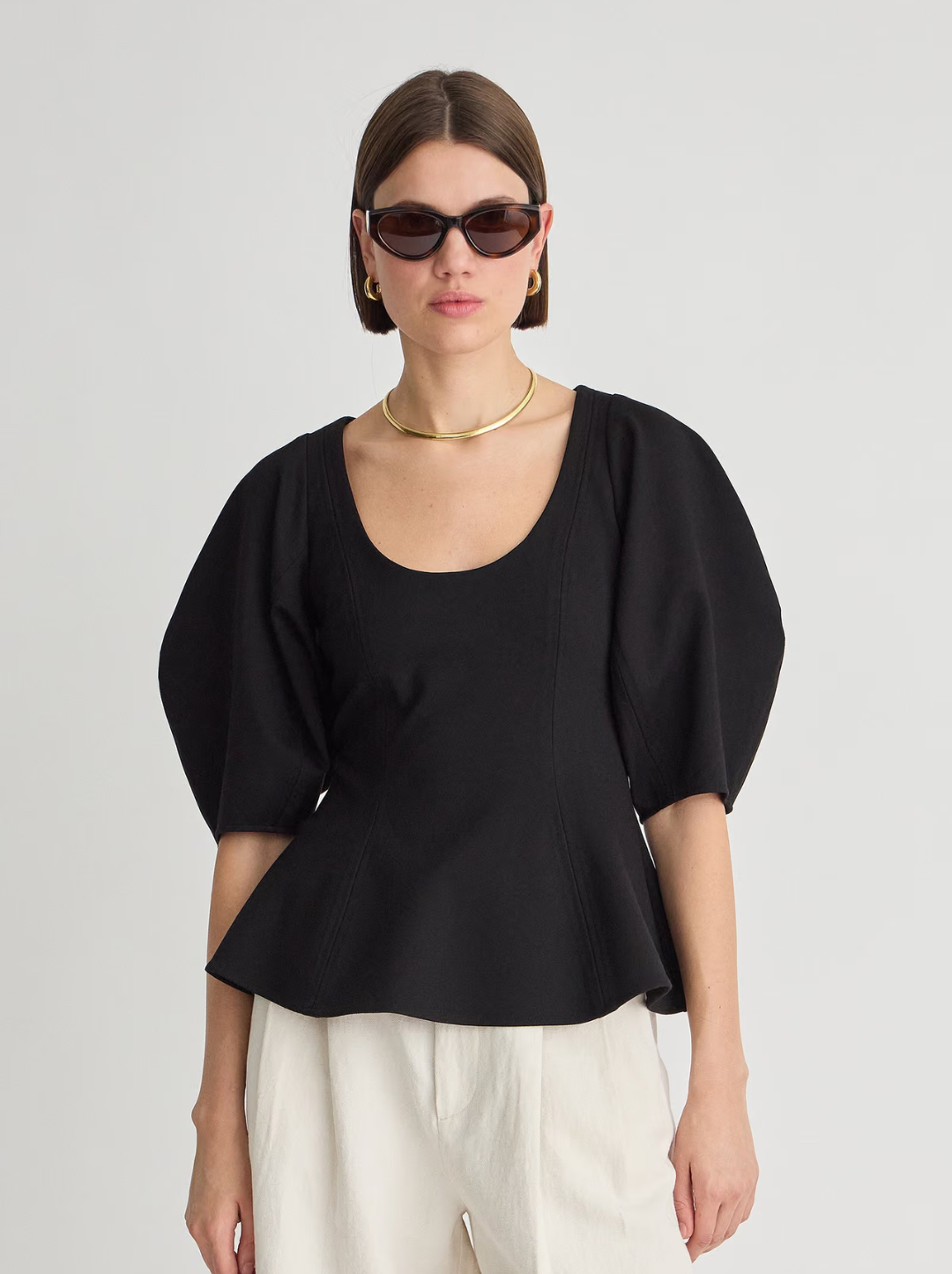 Bebe Ponte Peplum Top