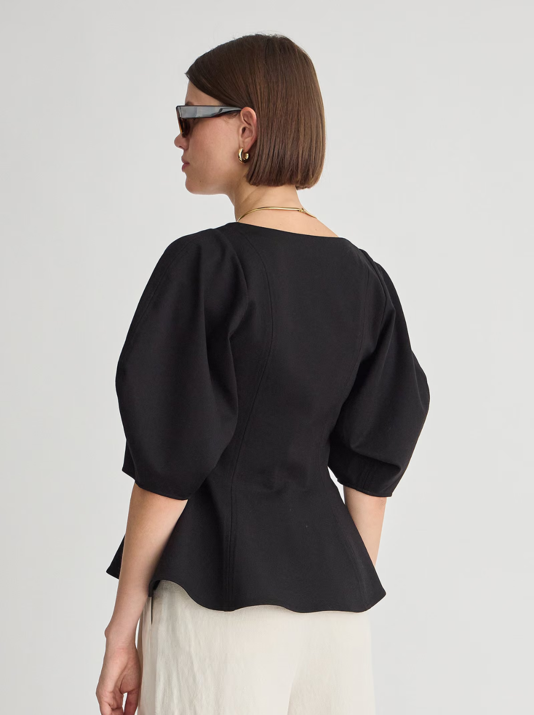 Bebe Ponte Peplum Top