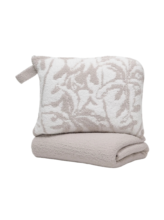Chenilla Fine Travel Blanket w/ Strap - Botanical