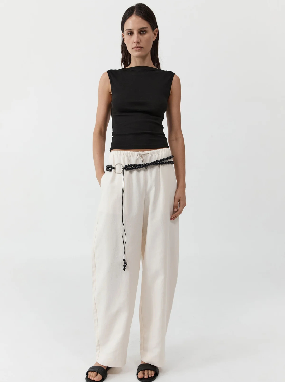Fine Drawstring Relaxed Pants