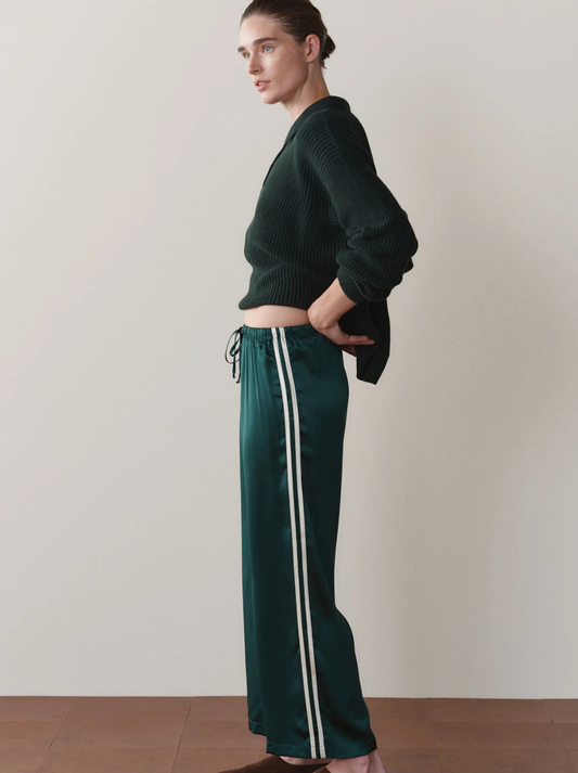 The Silk Stripe Crop Pant
