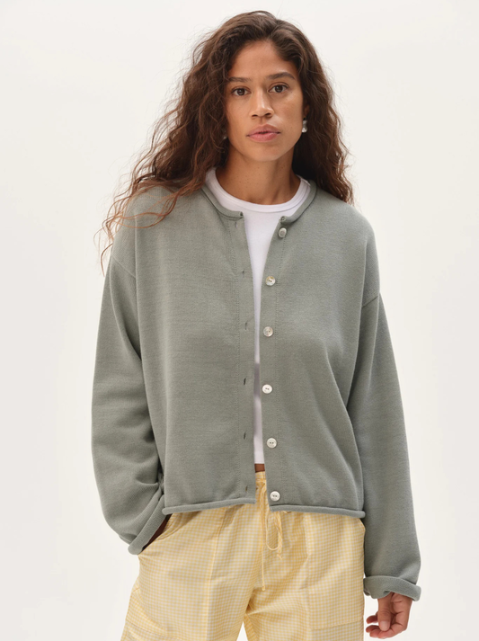 The Cotton Knit Roll Cardigan