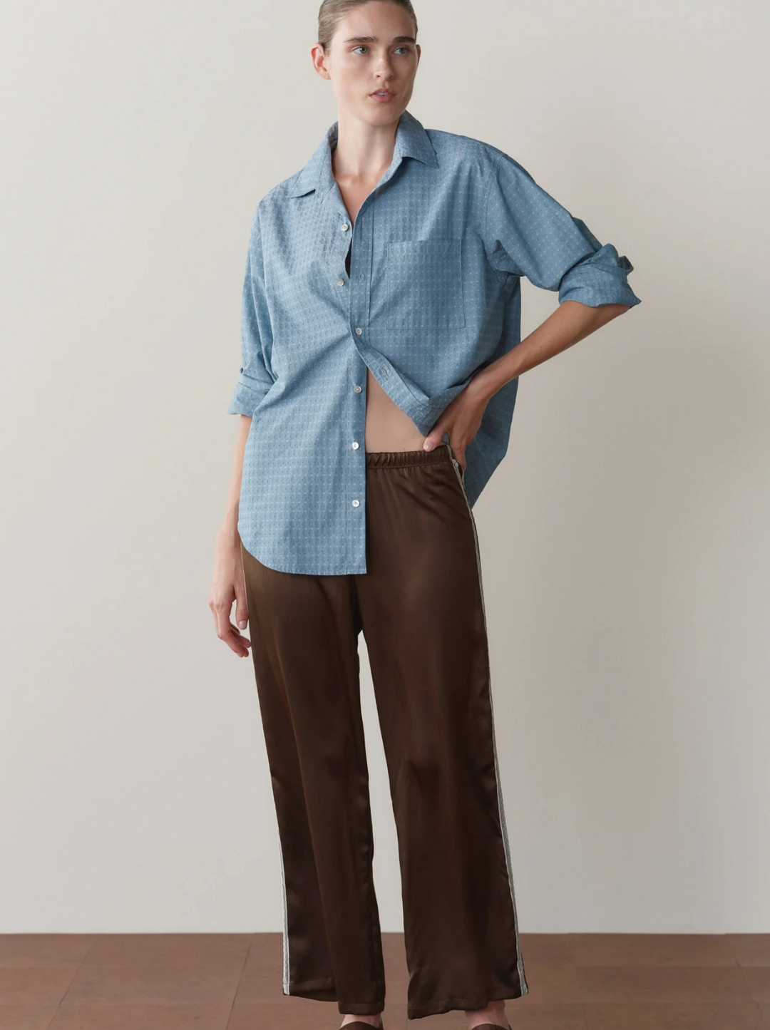 The Silk Lace Stripe Crop Pant