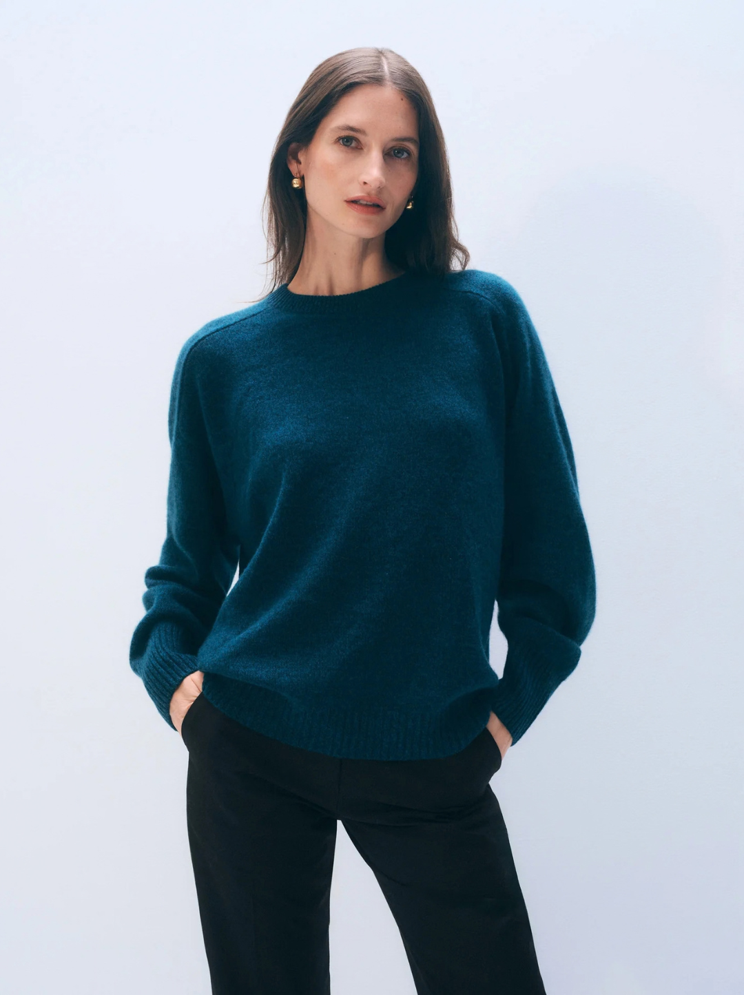 Cashmere Saddle Sleeve Crewneck