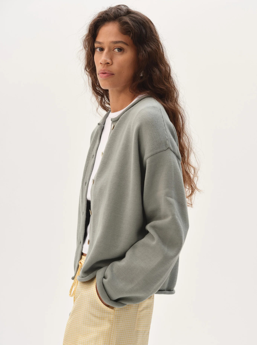 The Cotton Knit Roll Cardigan