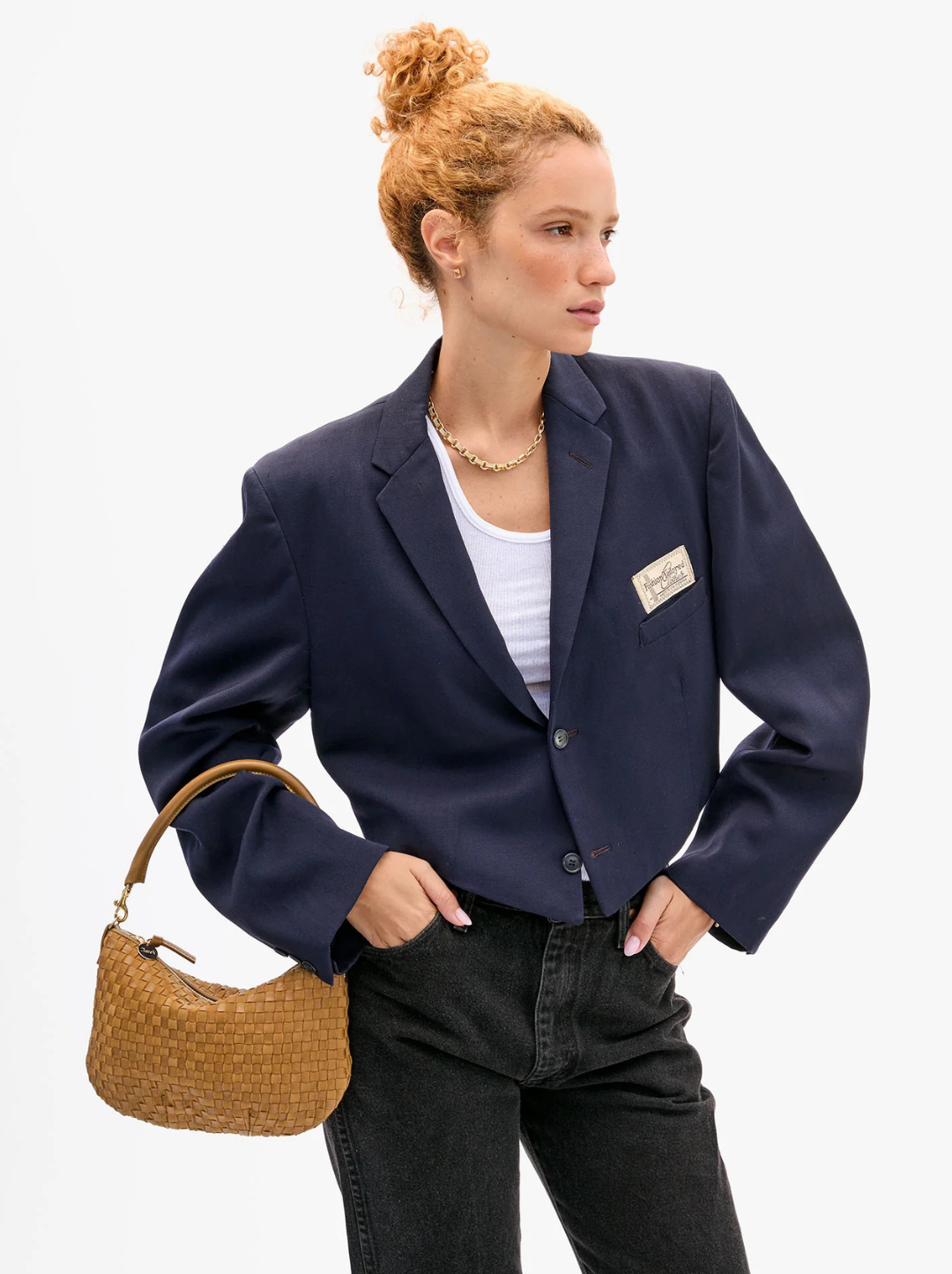 Petit Moyen Messenger - Leather & Suede Woven Checker