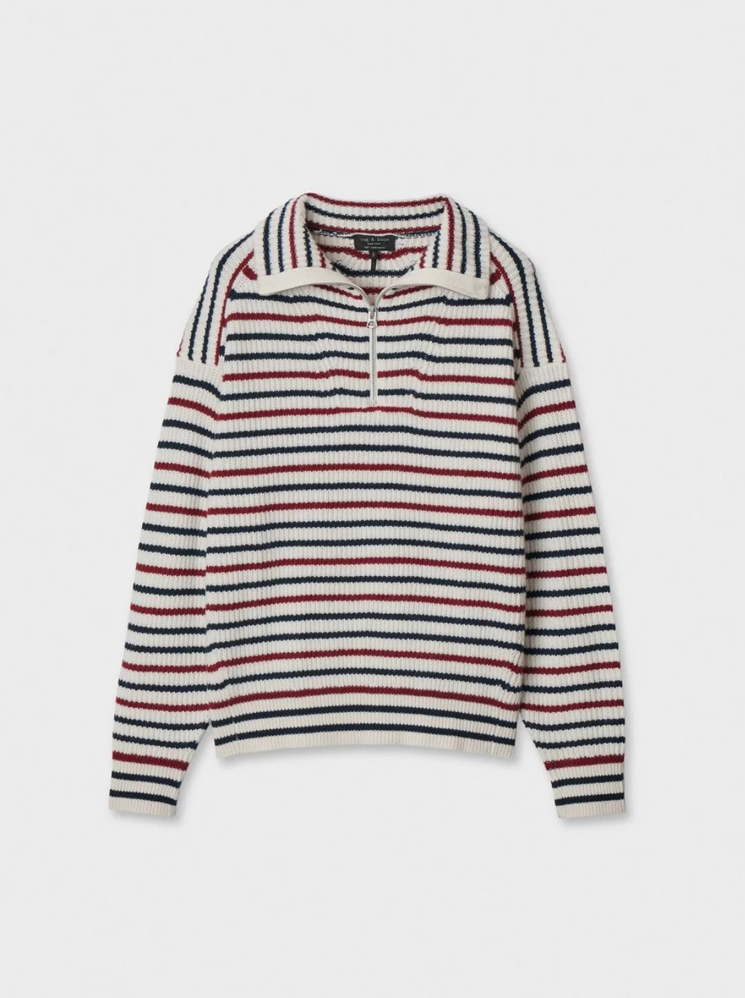 Gigi Stripe Cashmere Half Zip