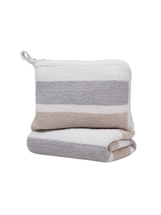 Chenilla Lite Travel Blanket w/ Strap - Multi Striped