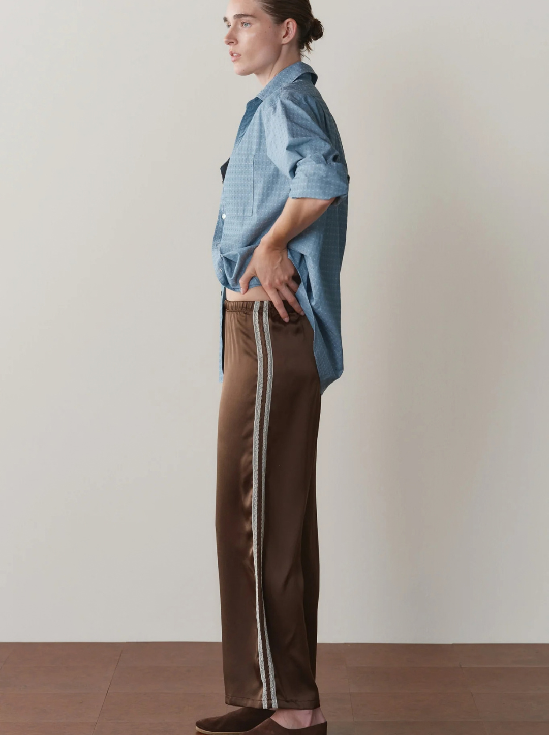 The Silk Lace Stripe Crop Pant