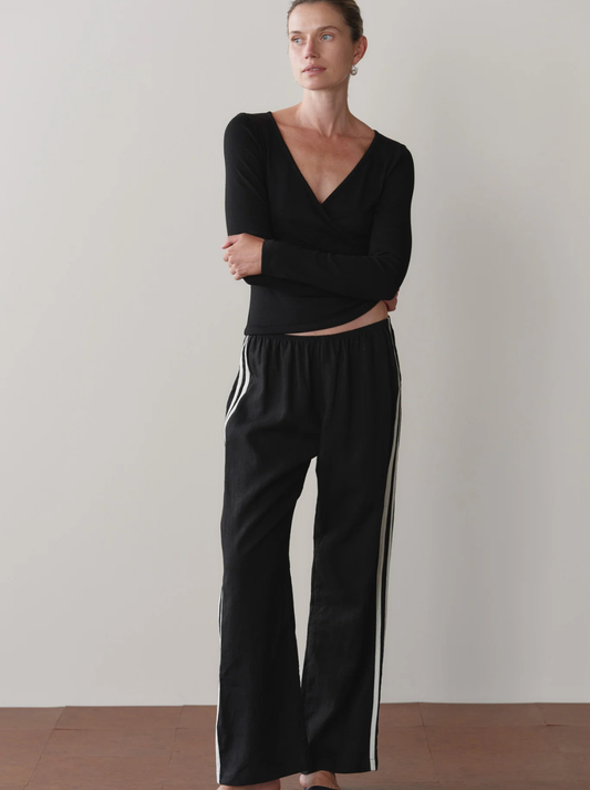 The Linen Crop Racer Stripe Pant
