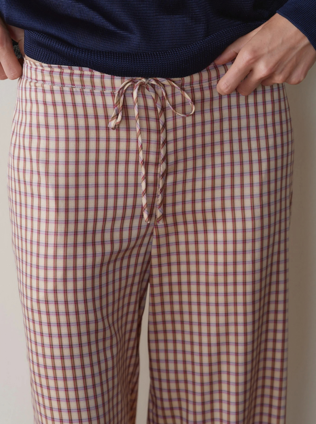 The Tencel Plaid Tie Pant