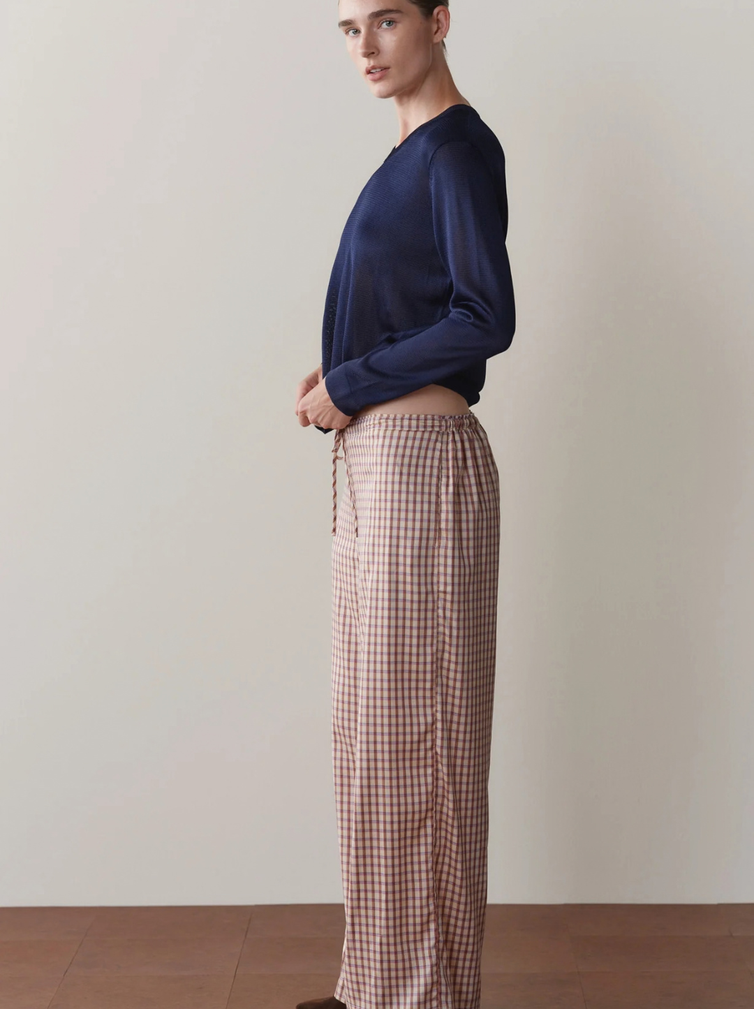 The Tencel Plaid Tie Pant