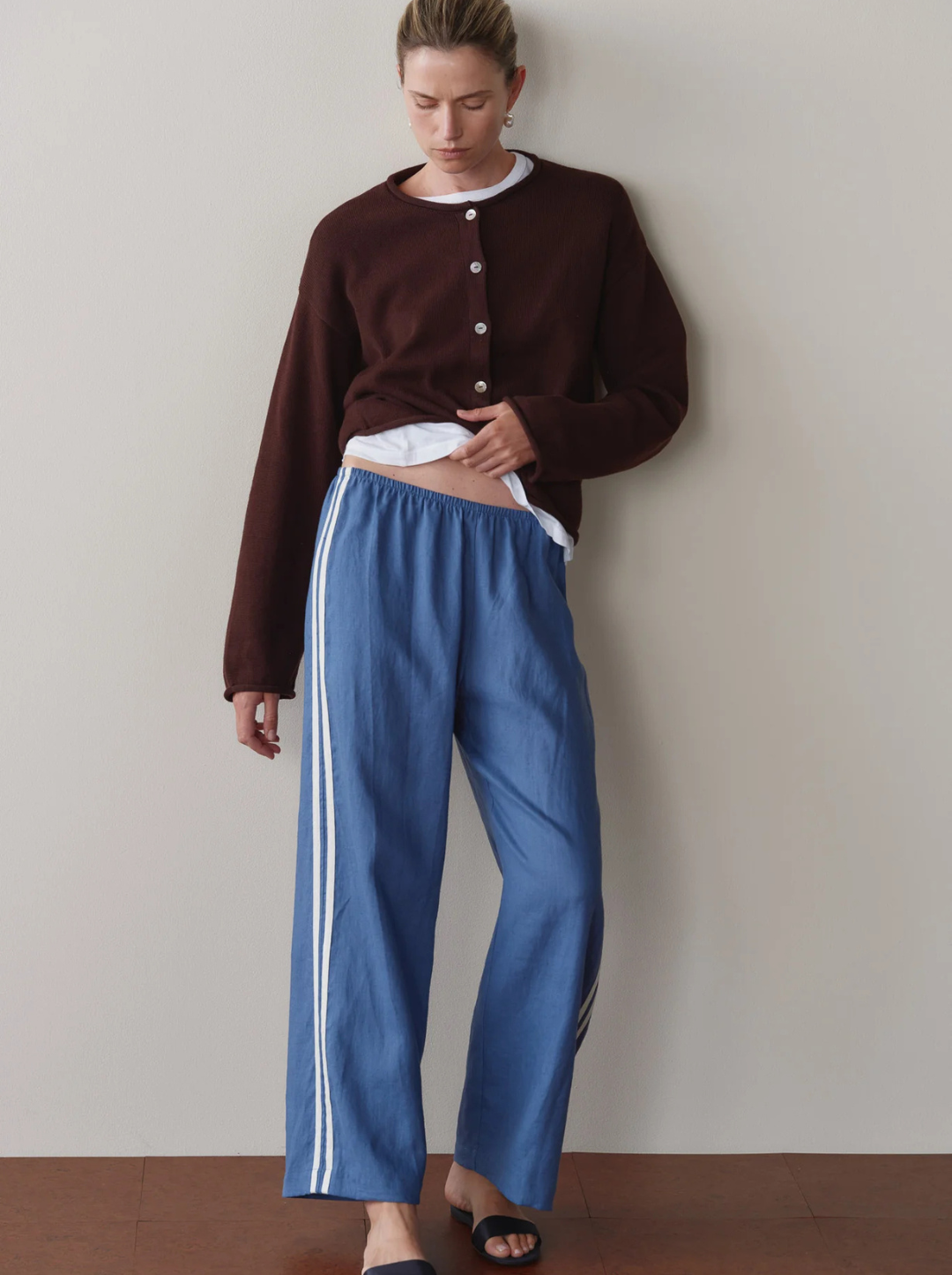 The Linen Crop Racer Stripe Pant