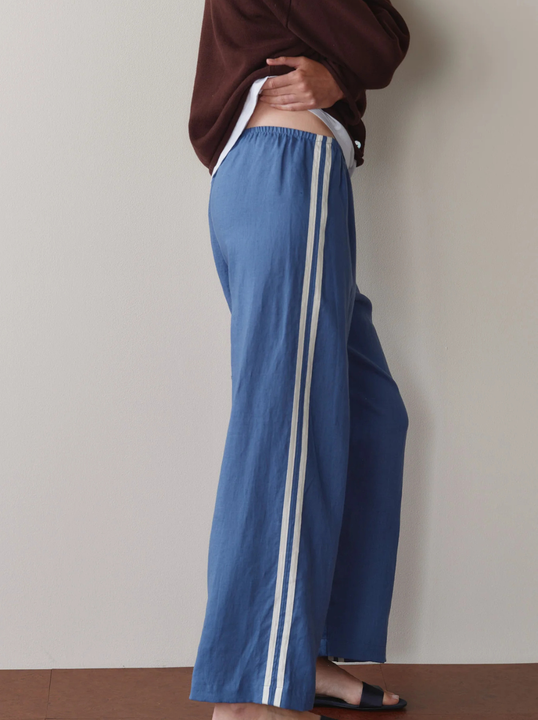 The Linen Crop Racer Stripe Pant
