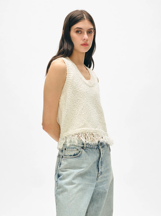 Cotton Slub Fringe Tank