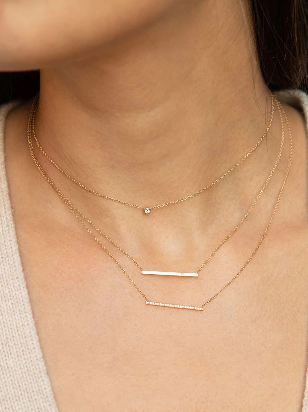 14K Gold Single Diamond Bezel Necklace