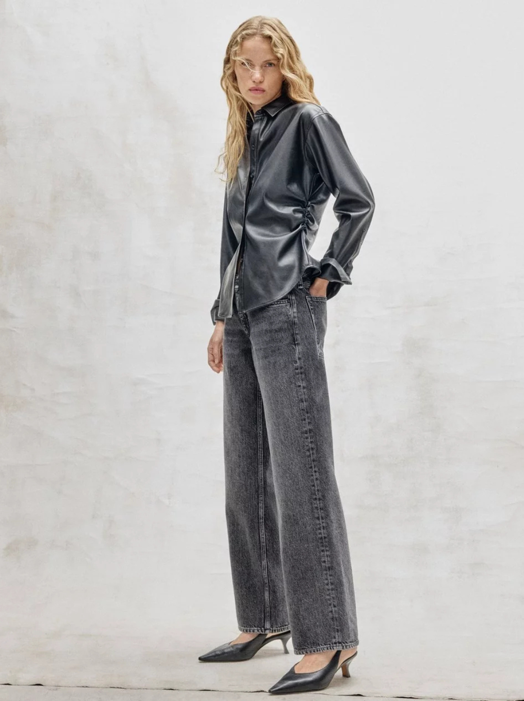 Leah Faux Leather Shirt