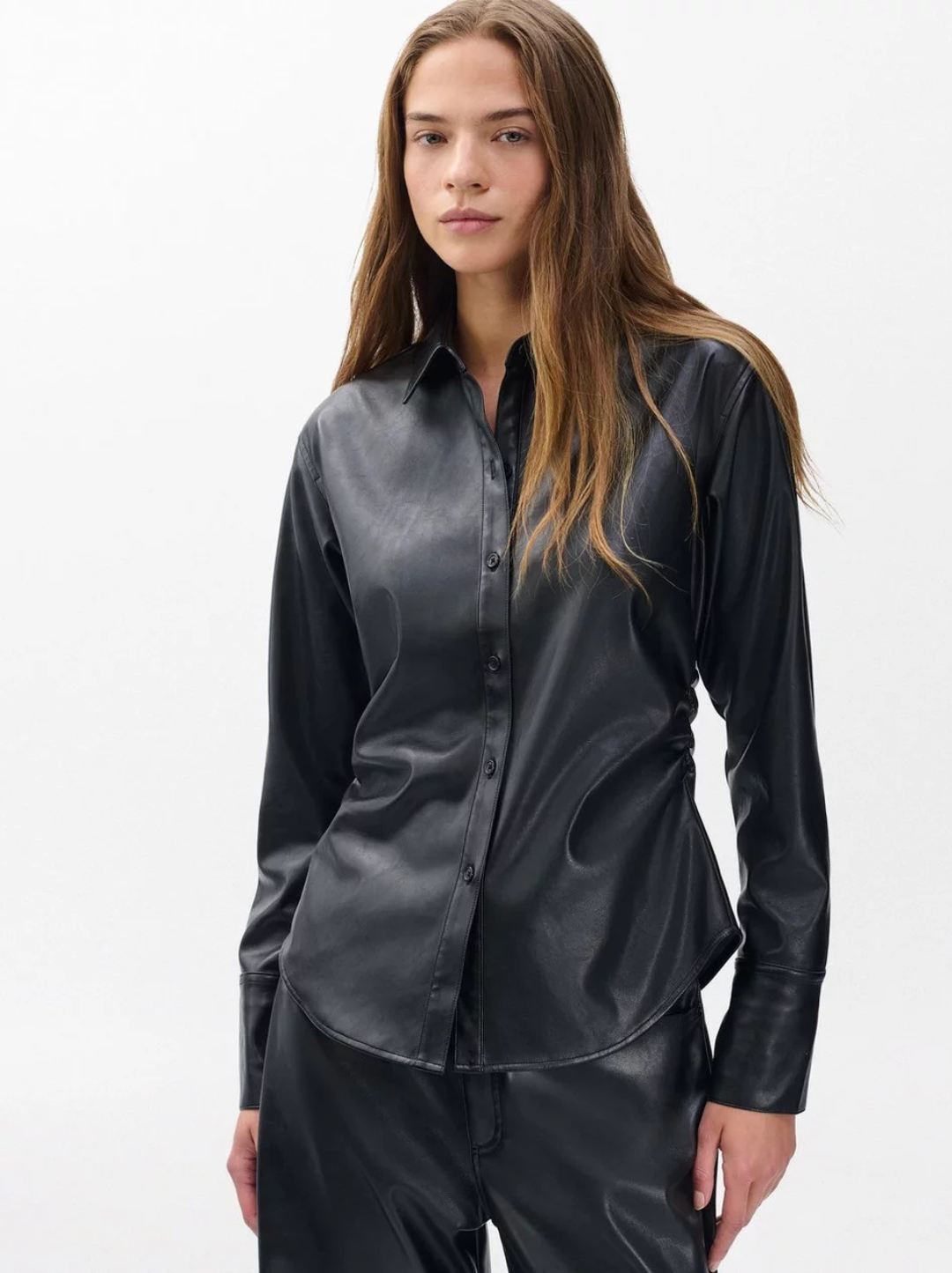 Leah Faux Leather Shirt