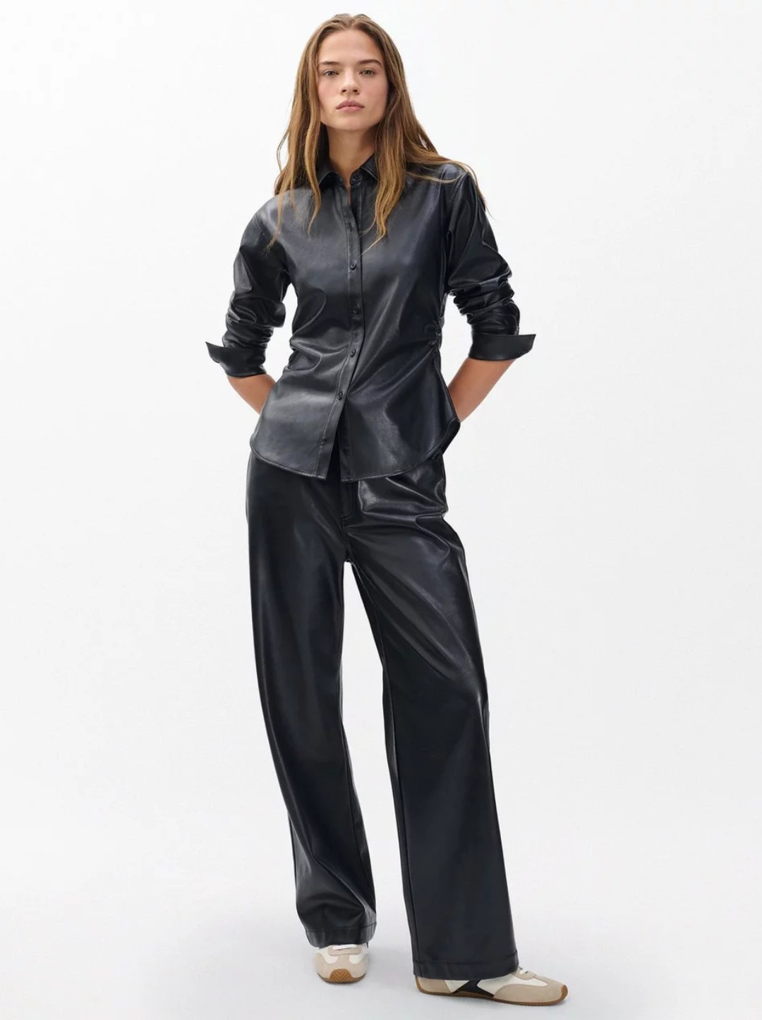 Leah Faux Leather Shirt