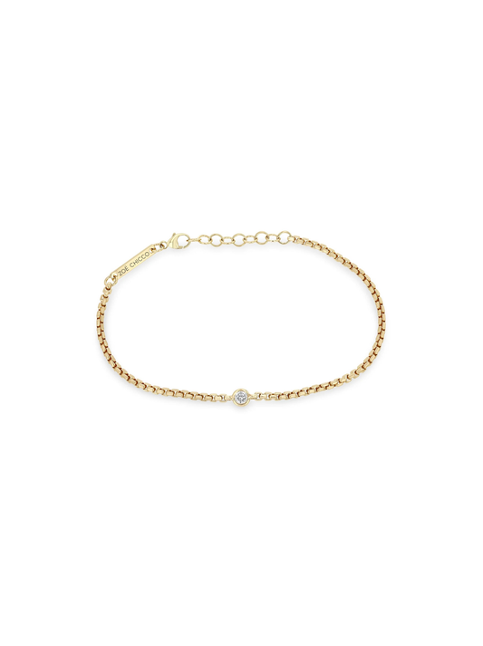 14k Floating Diamond Small Box Chain Bracelet
