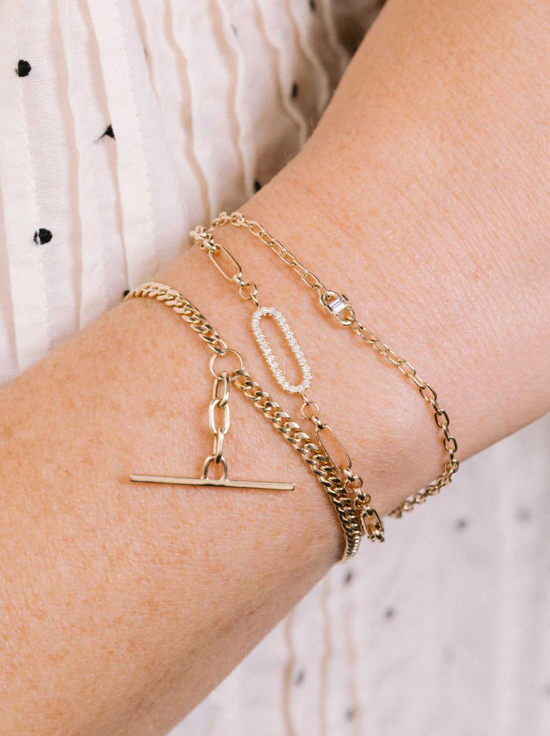 14k Baguette Diamond Open Link Square Oval Chain Bracelet