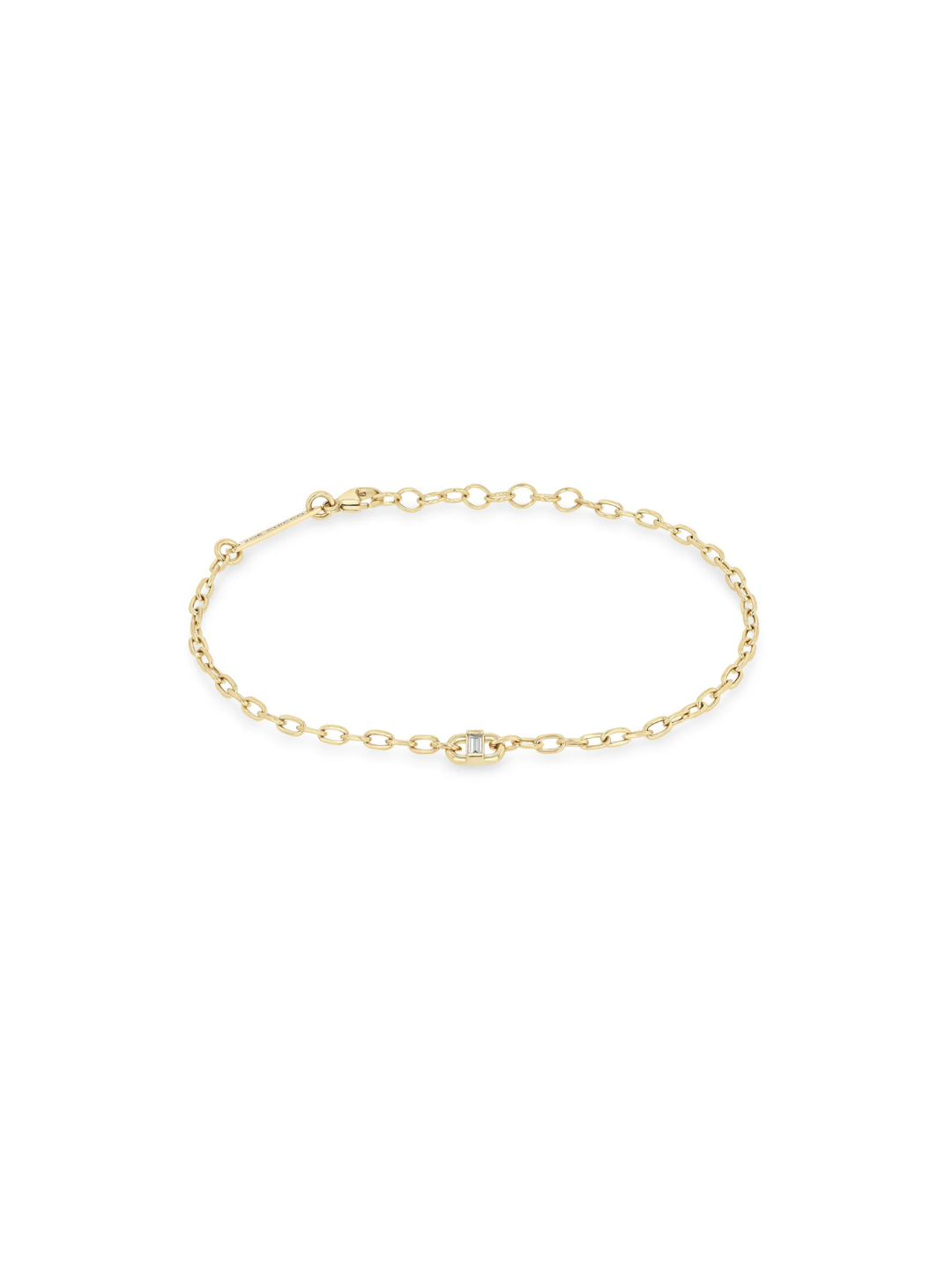 14k Baguette Diamond Open Link Square Oval Chain Bracelet