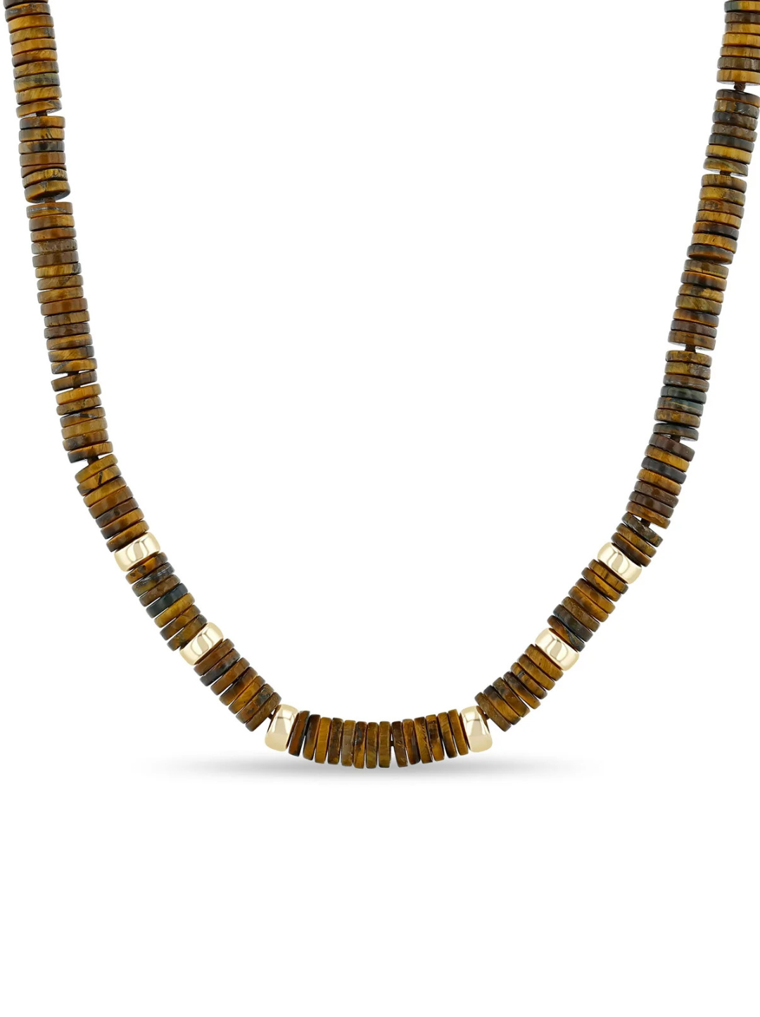 14k Gold & Tiger Eye Heishi Bead Necklace