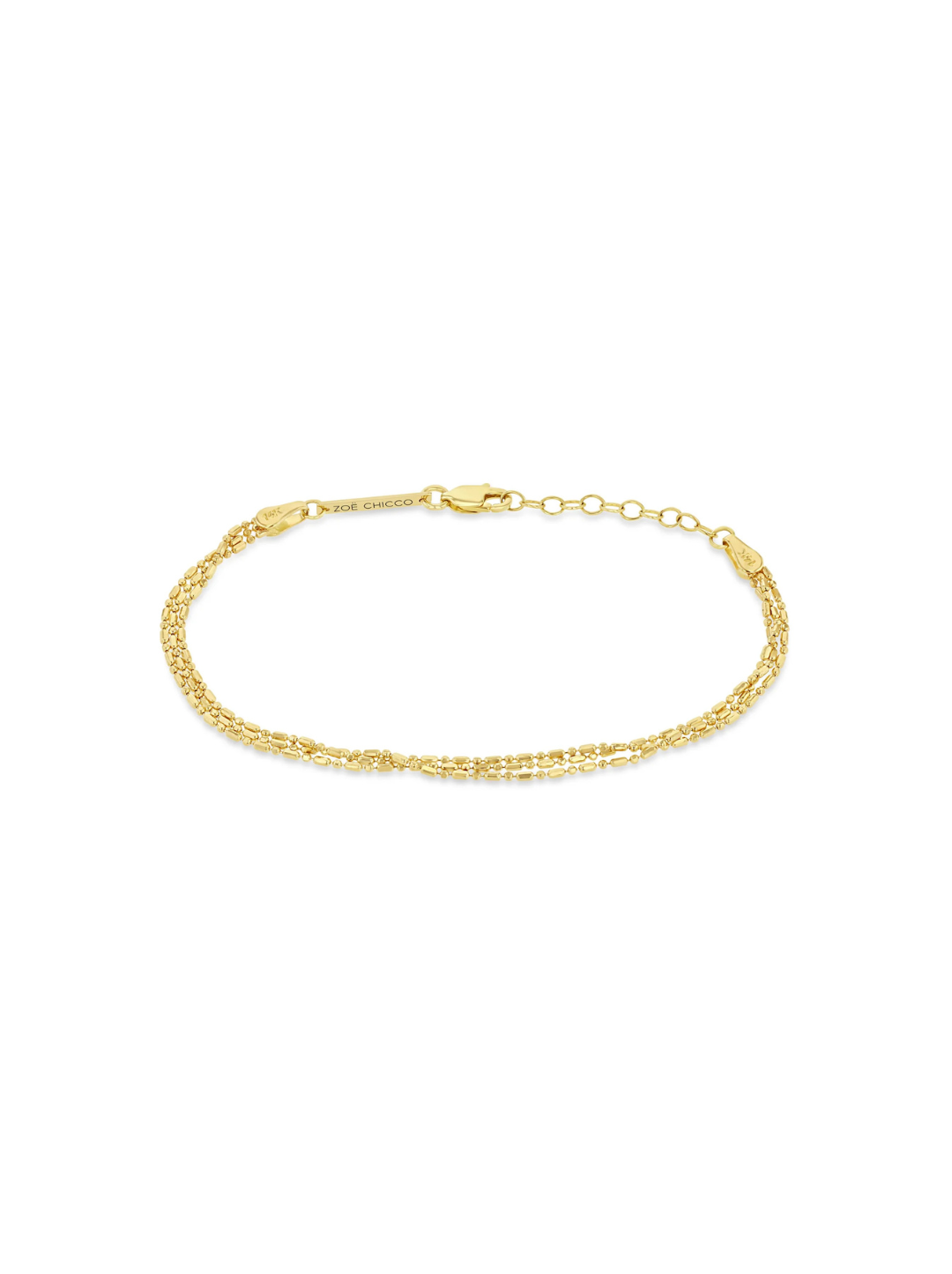 14k Gold Triple Strand Tube Bar Chain Bracelet