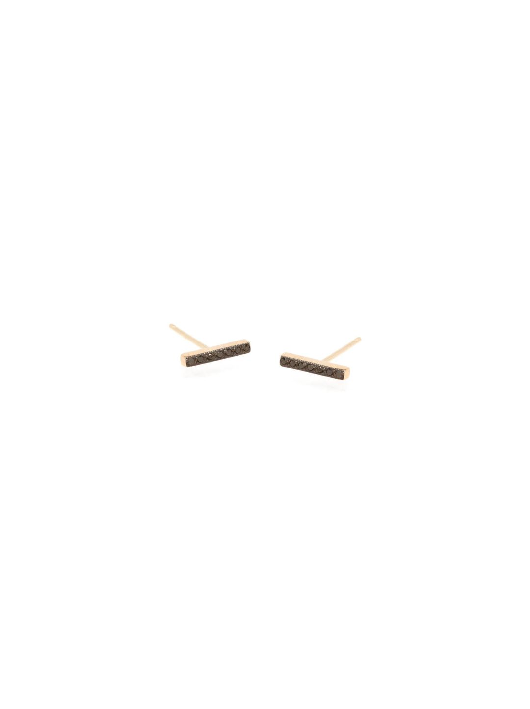 14k Pavé Black Diamond Bar Studs
