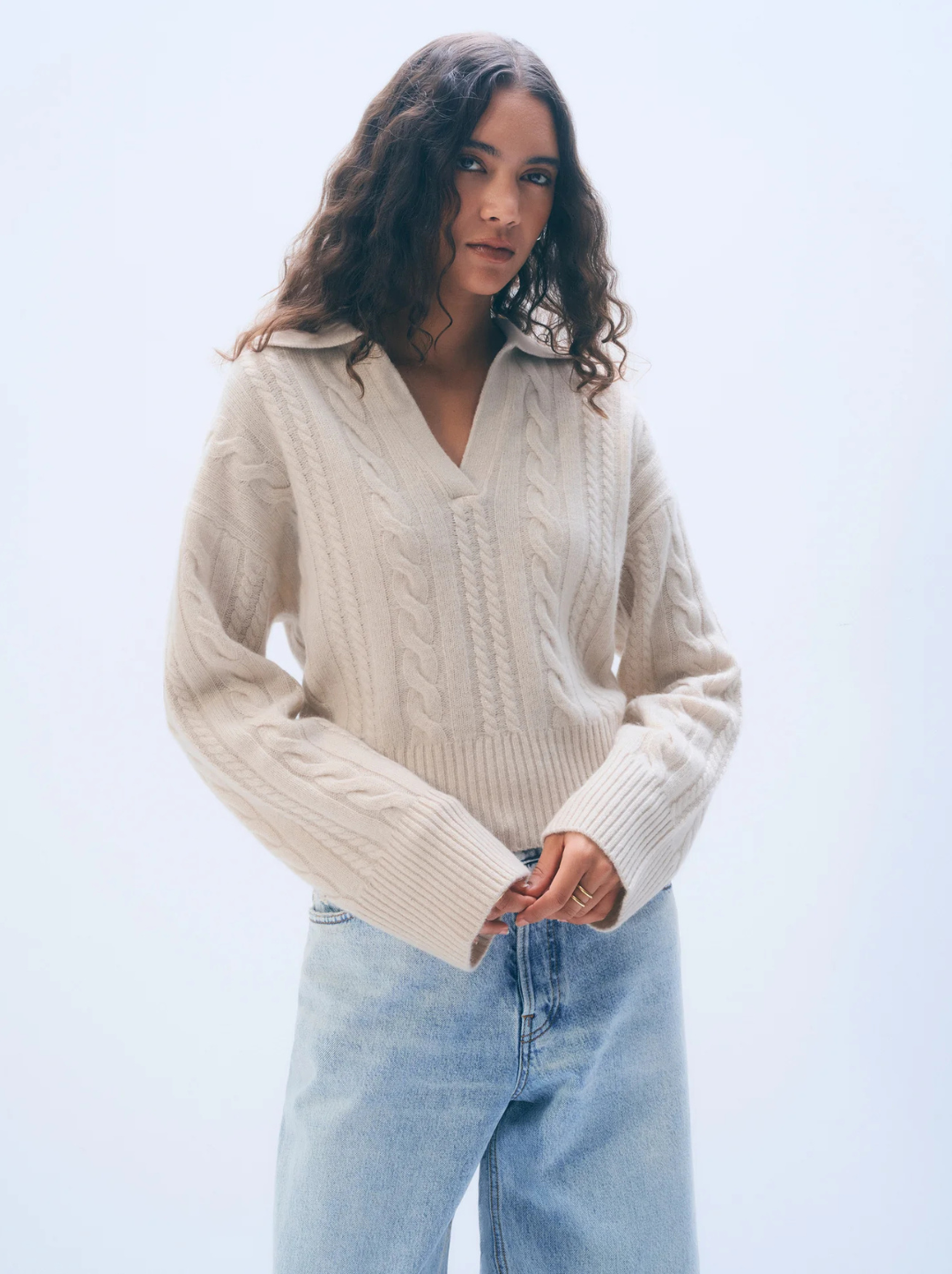 Cashmere Cable Longsleeve Polo