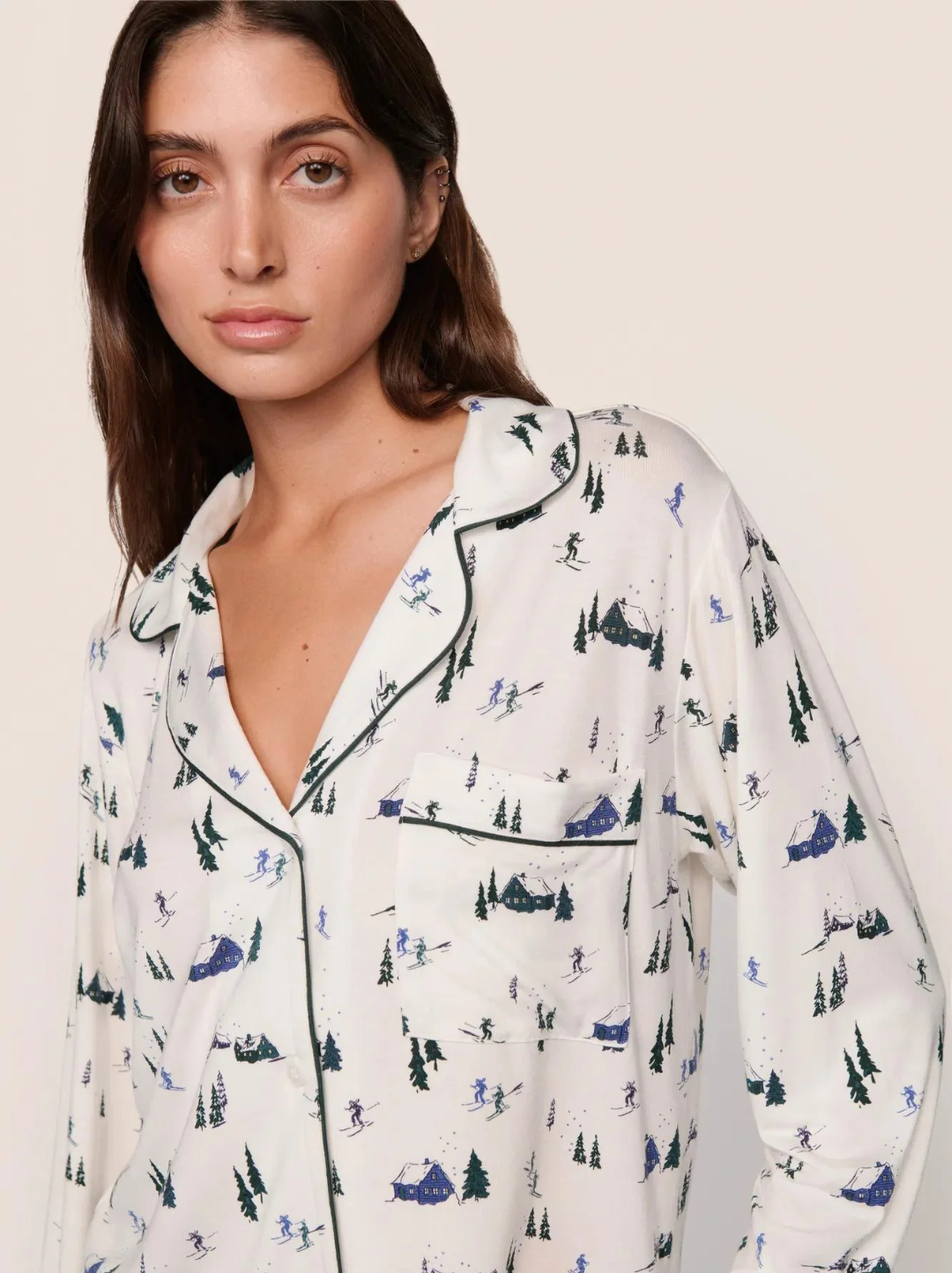 Gisele Printed Long PJ Set Ribbon