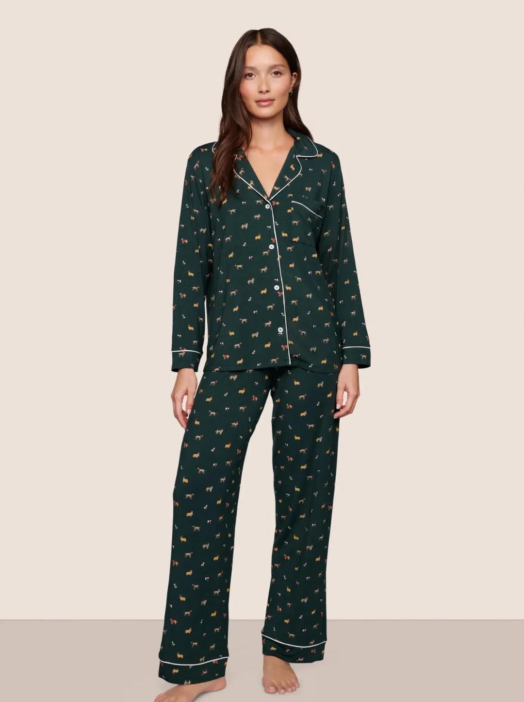 Gisele Printed Long PJ Set Ribbon
