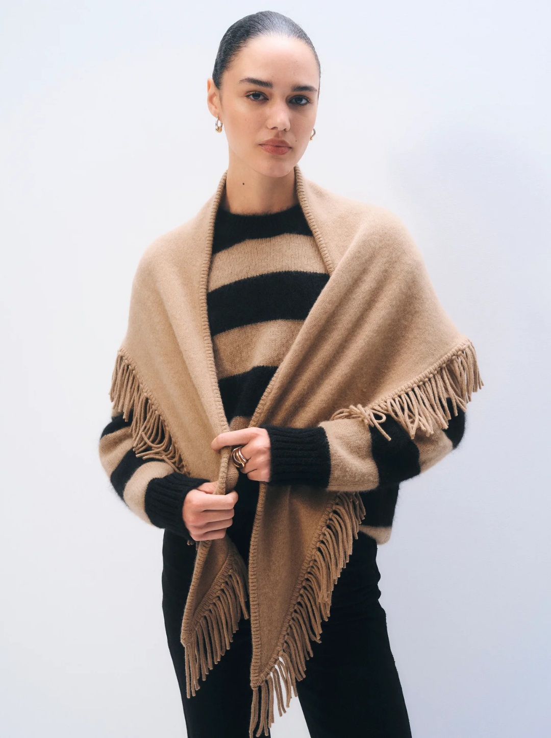 Brushed Cashmere Fringe Scarf